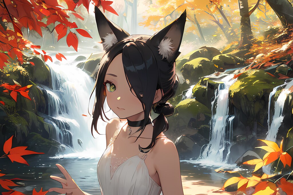 紅葉と狐娘
