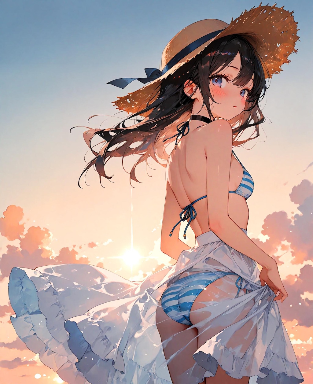 海辺の水着少女