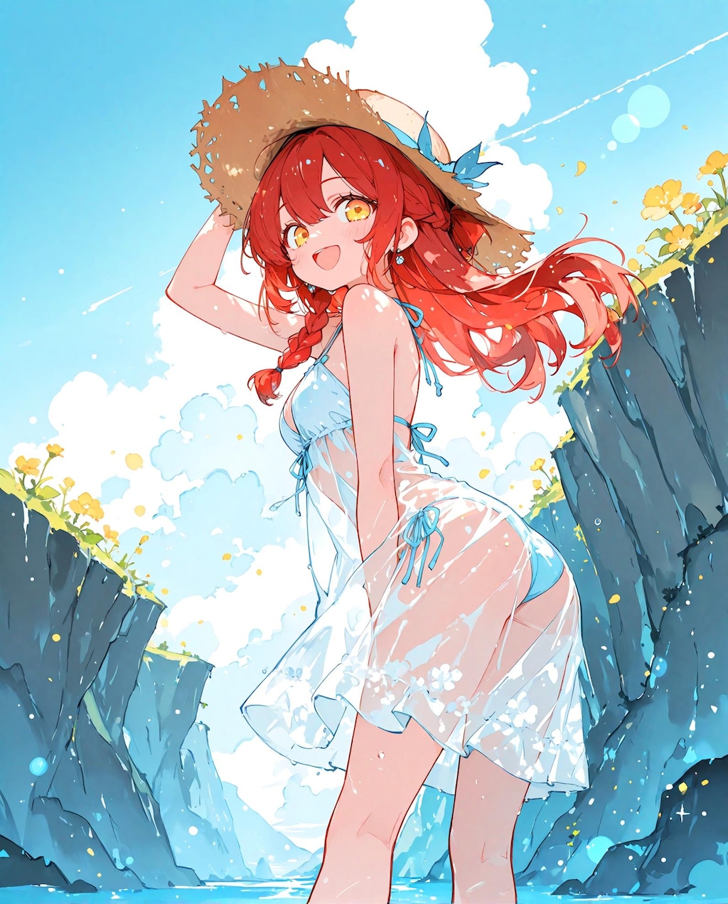 海辺の水着少女