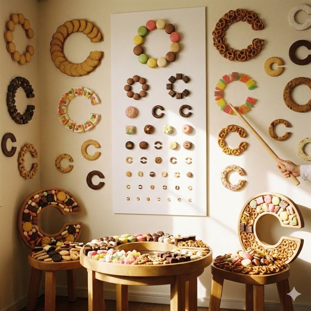 お菓子とパンで視力検査