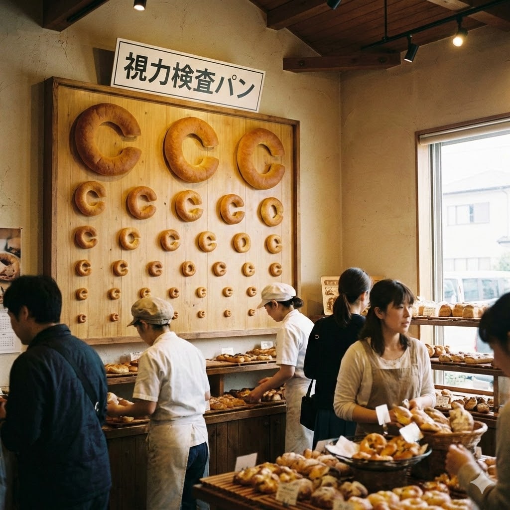 お菓子とパンで視力検査