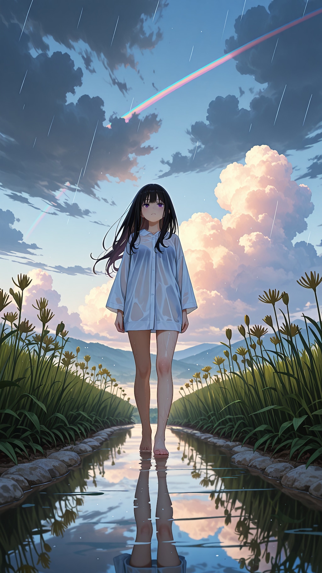 夕立の田園