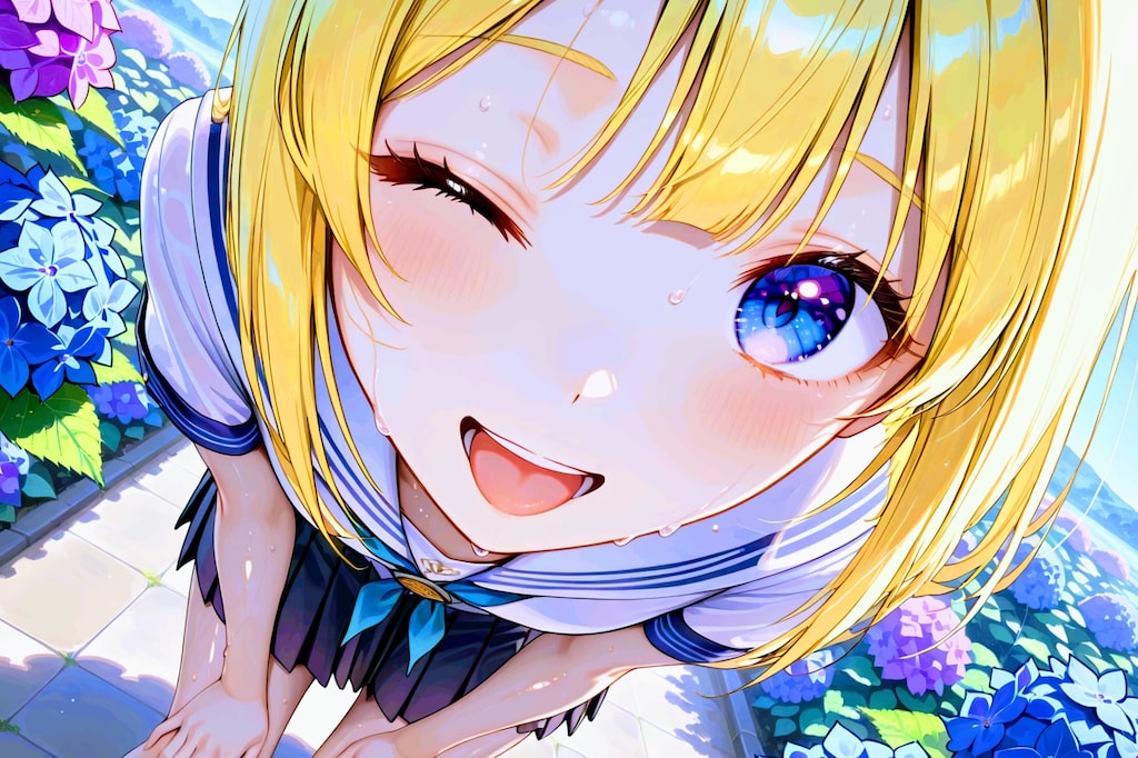 紫陽花畑とちちぷいちゃん