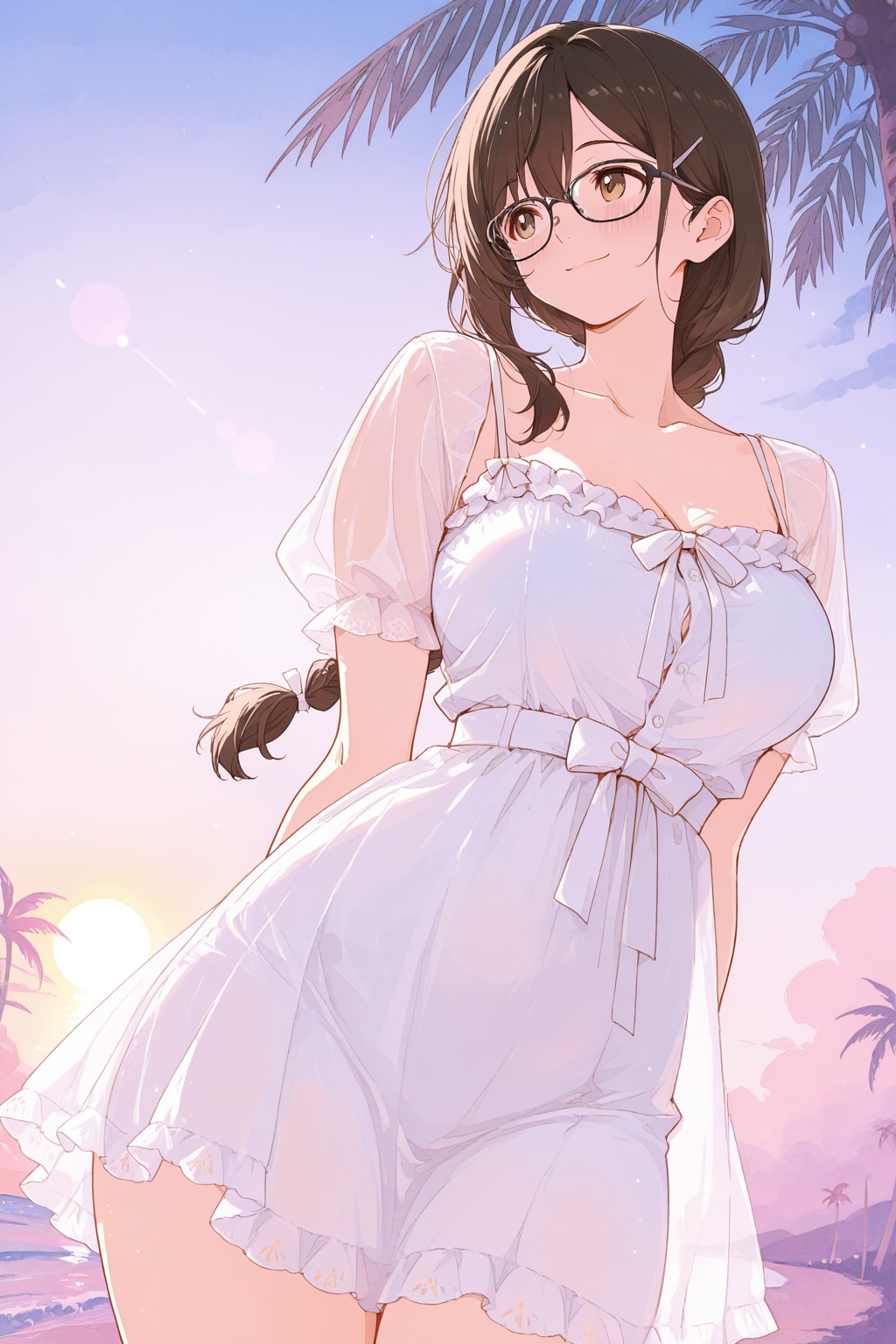 夕暮れの波打ち際