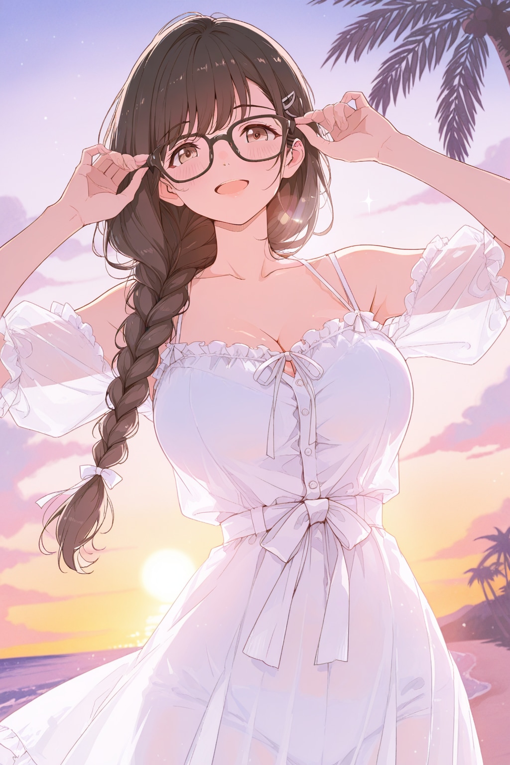 夕暮れの波打ち際