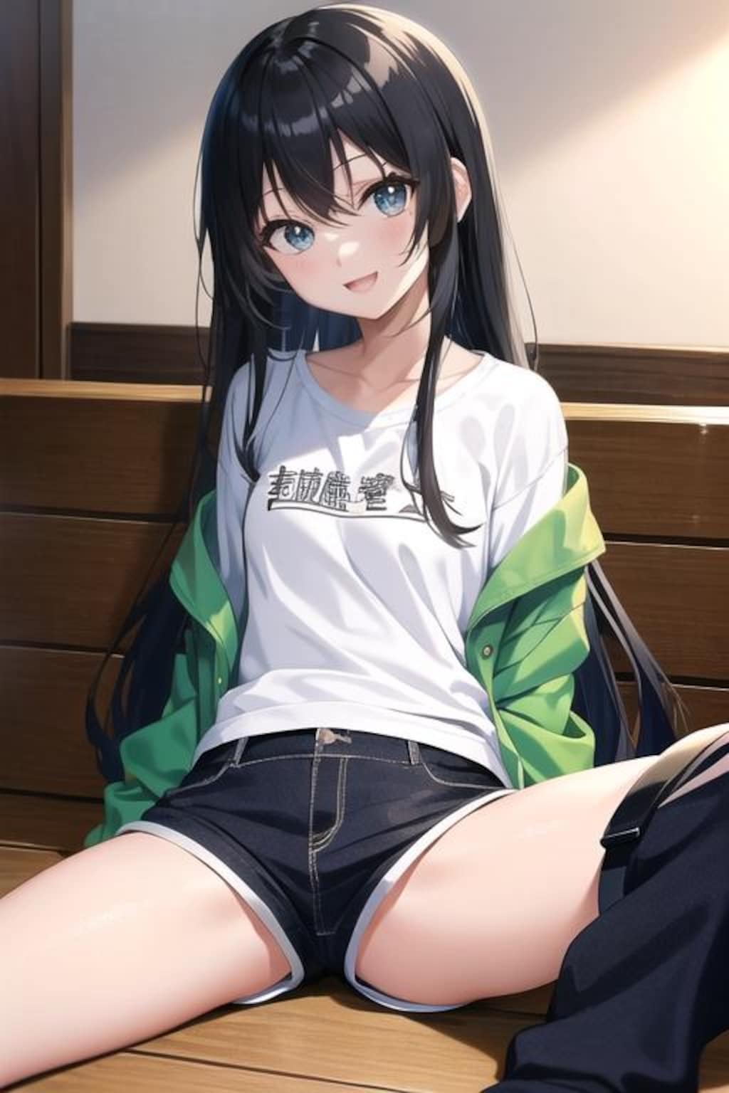 黒髪娘（短パン）