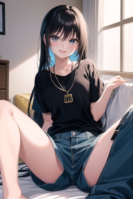 黒髪娘（短パン） | の人気AIイラスト・グラビア