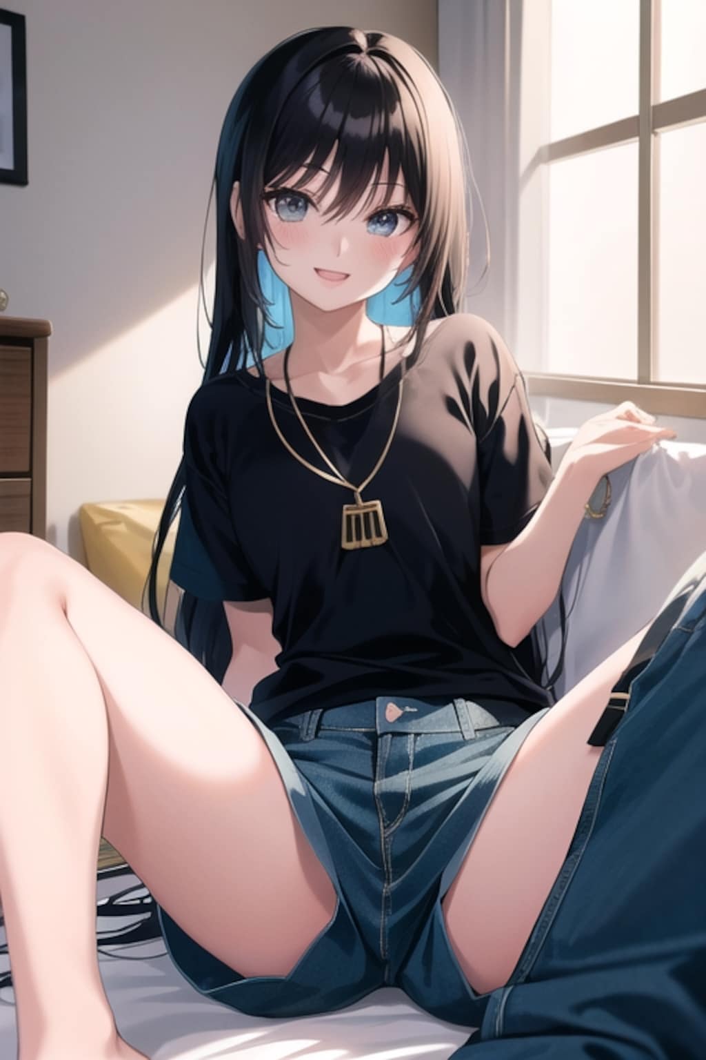 黒髪娘（短パン）