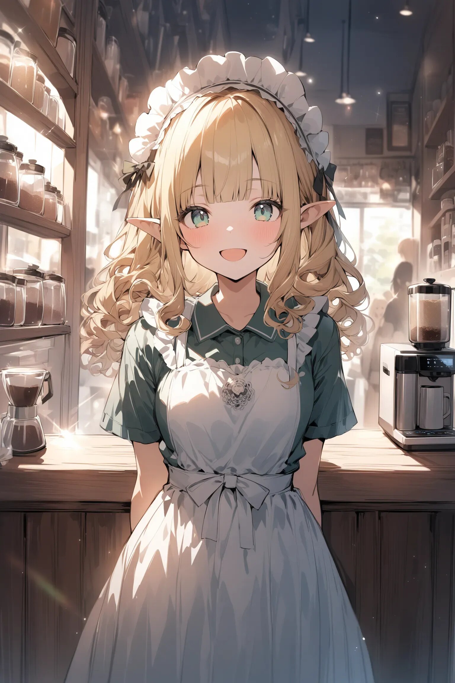 カフェで働くエルフちゃんメイド