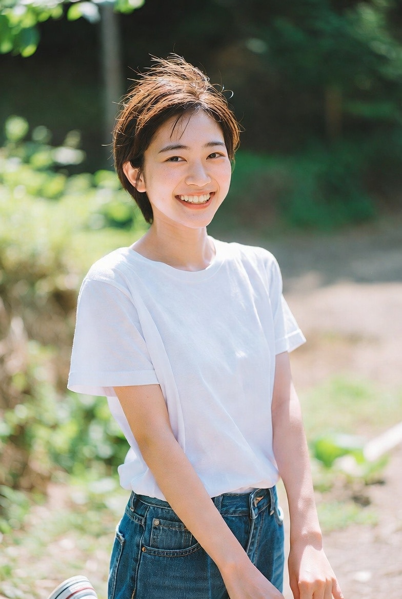 白いシャツの美少女