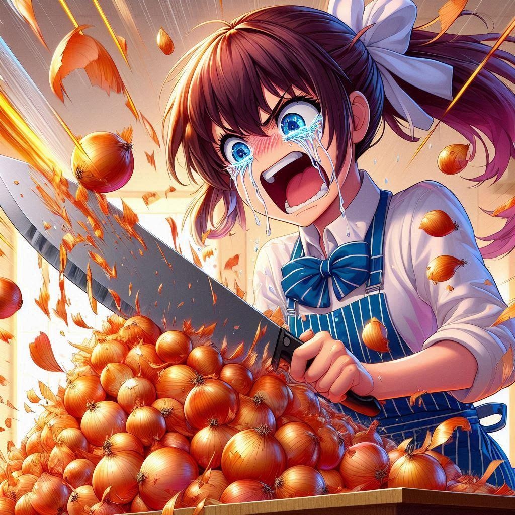 ［作戦１］たまねぎ目に染みても涙こらえる