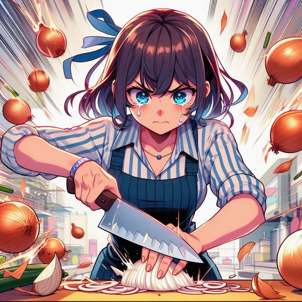 ［作戦１］たまねぎ目に染みても涙こらえる