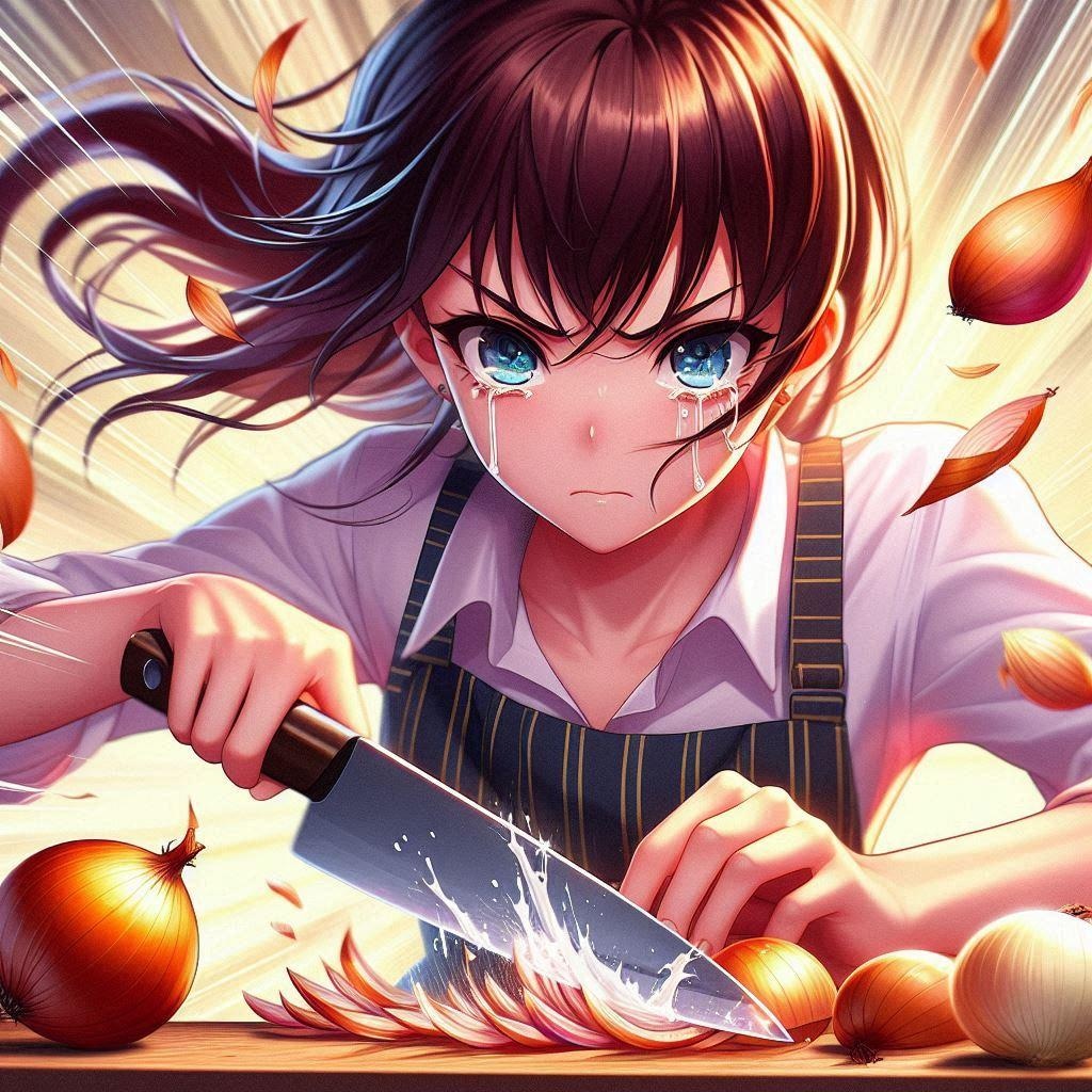 ［作戦１］たまねぎ目に染みても涙こらえる
