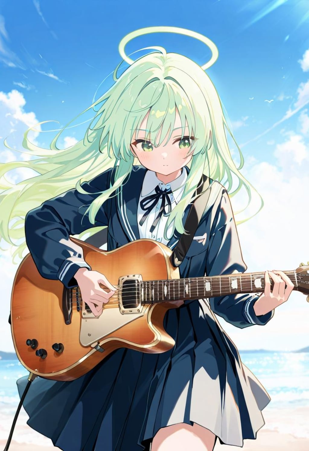 緑髪ギターリスト