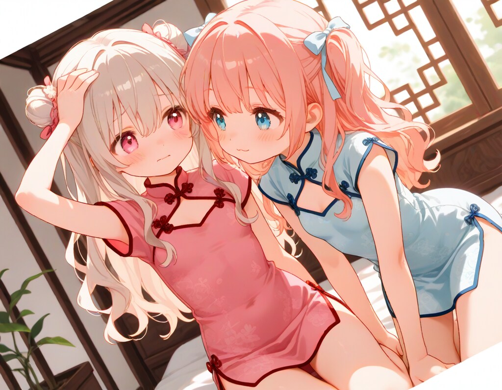チャイナ服でひっつくふたり