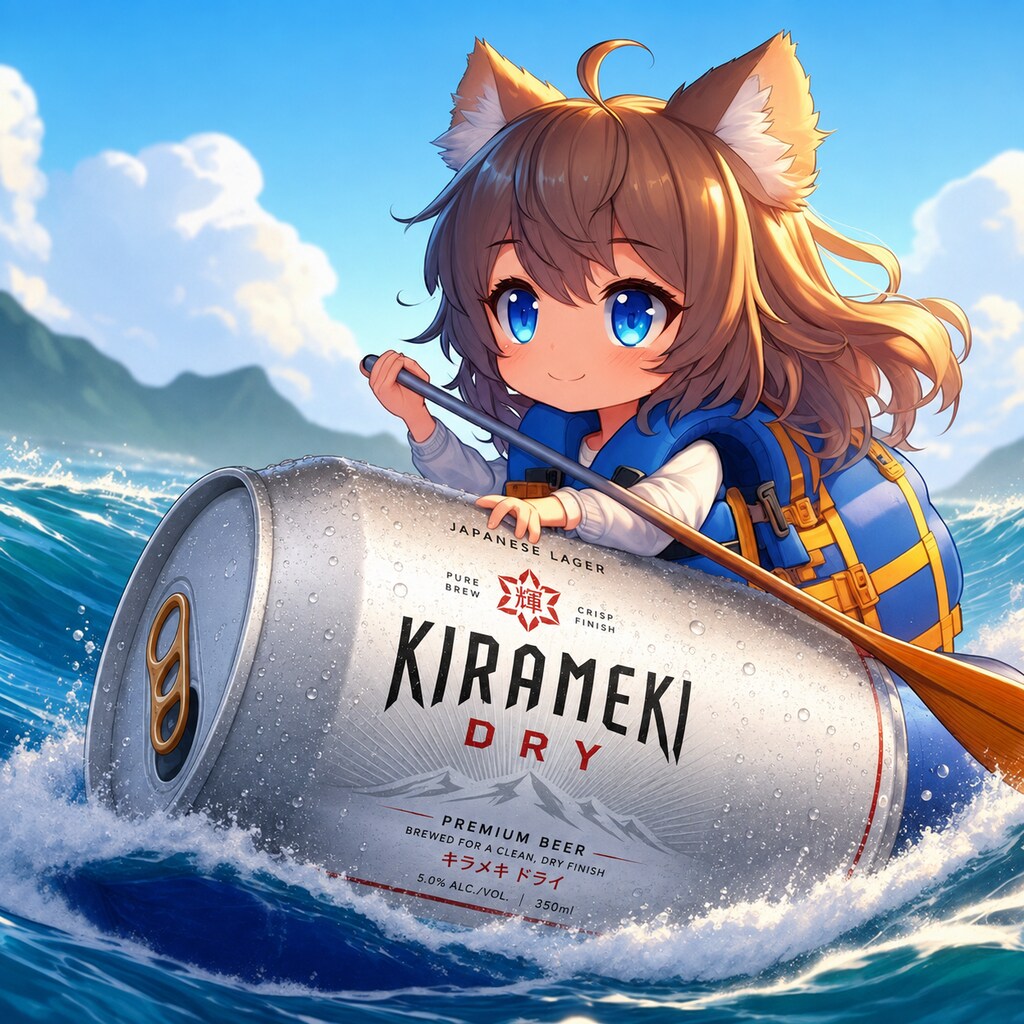 ビールカヌーで進む小さな女の子