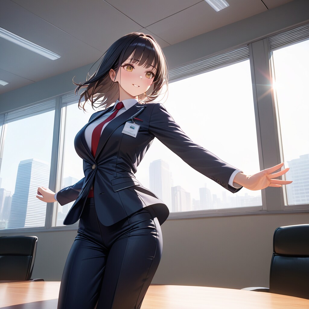 黒髪女性のオフィスのストレス解消法