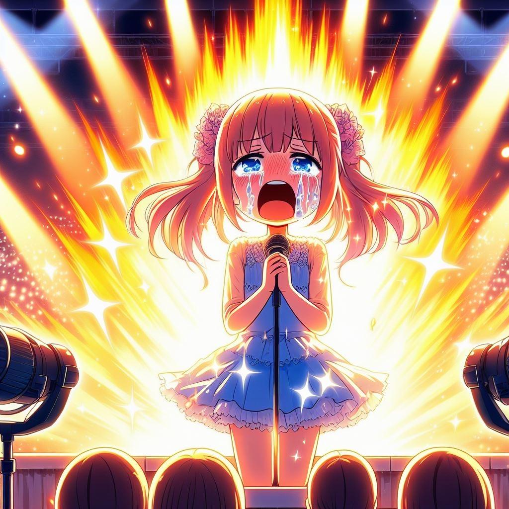 【謎画像】サーチライトが集中しすぎてめちゃくちゃ熱くなってるアイドルちゃん