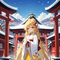 雪の降る神社の巫女 3枚目