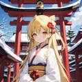 雪の降る神社の巫女 2枚目