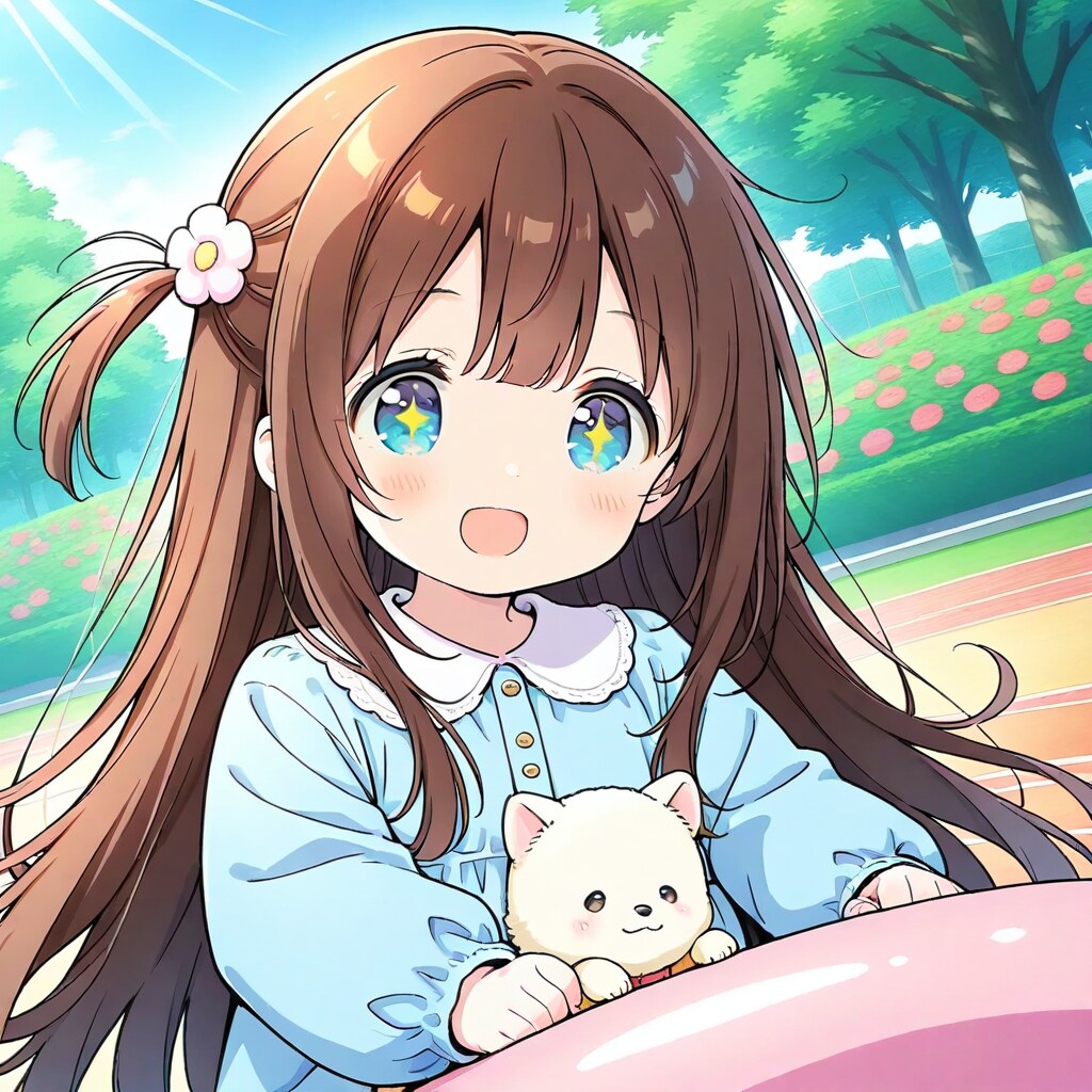 小犬と遊ぶ小さな女の子