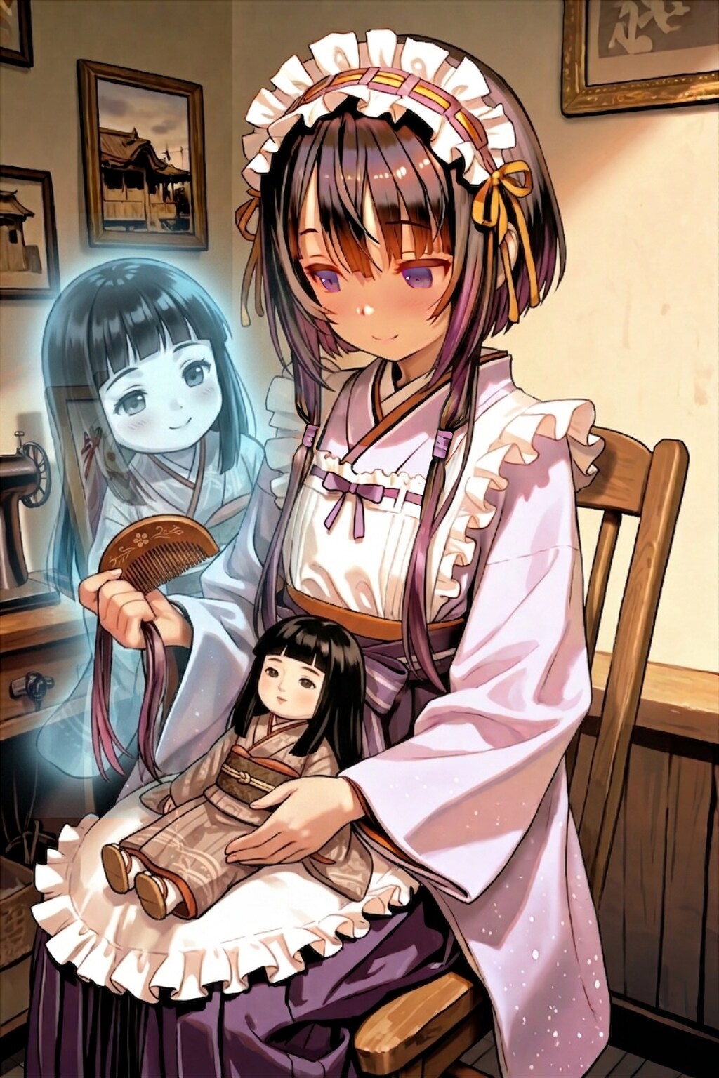紫陽花と髪の伸びる怪異の人形