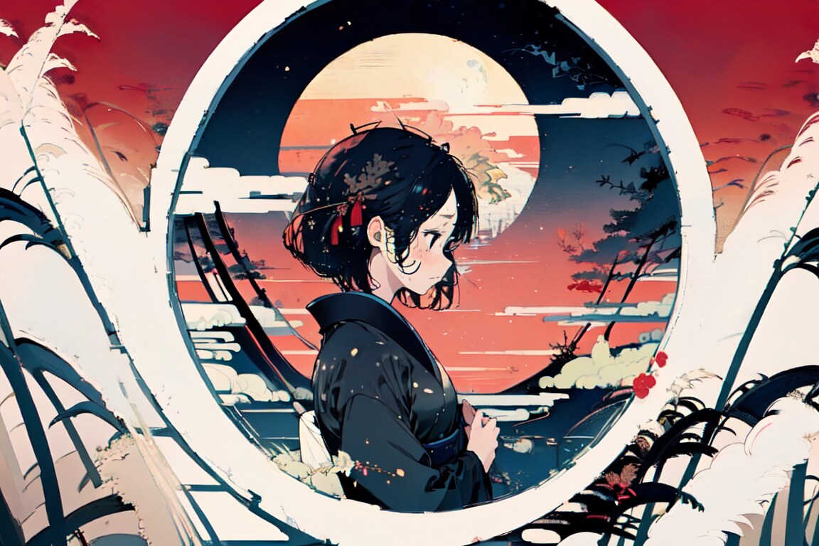 玉輪愁う、染まる夜。