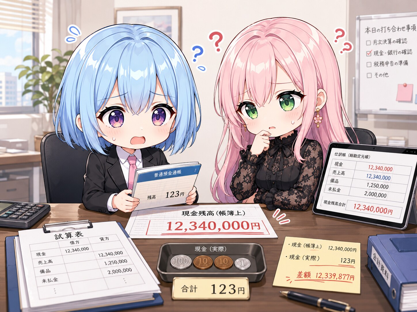 帳簿上は1,234万円、現金は123円 | の人気AIイラスト・グラビア