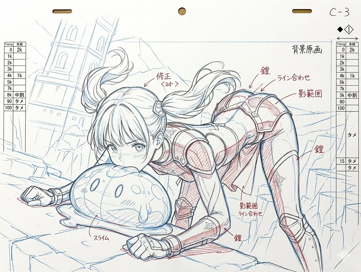 アニメ原画風スライムナイト de ツインテビッチ