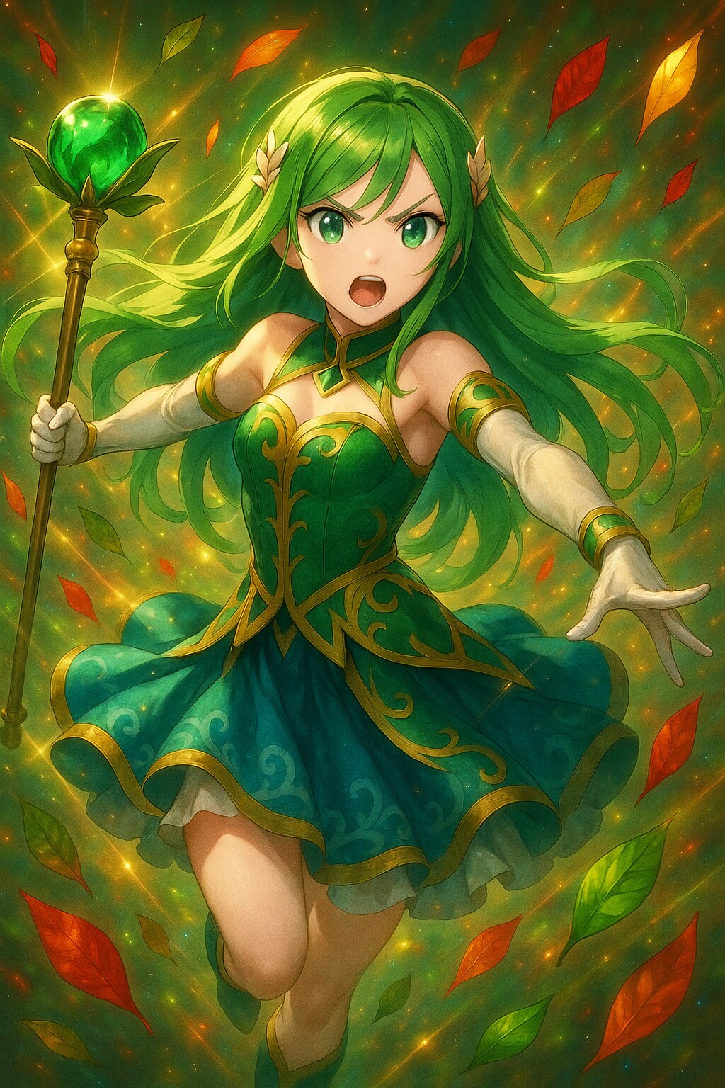 光の中で舞う葉の魔法