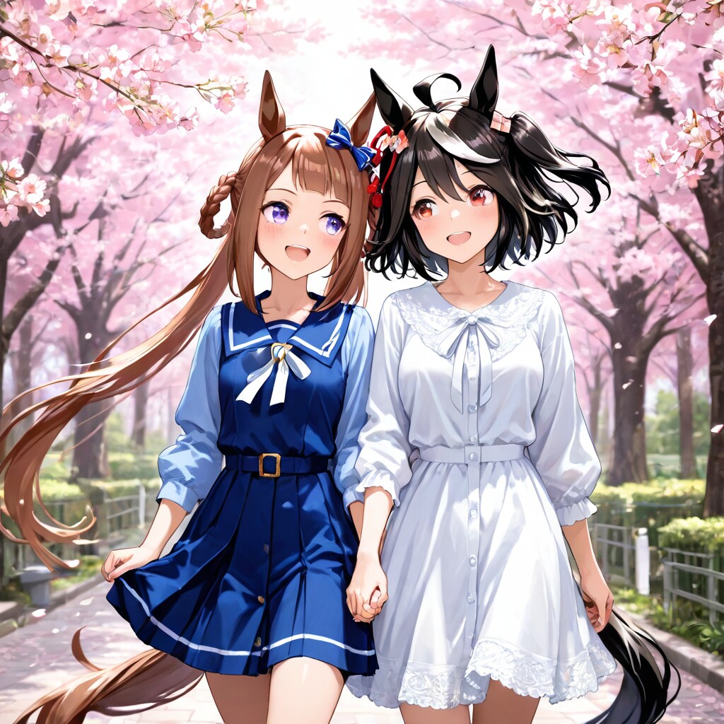 桜並木で