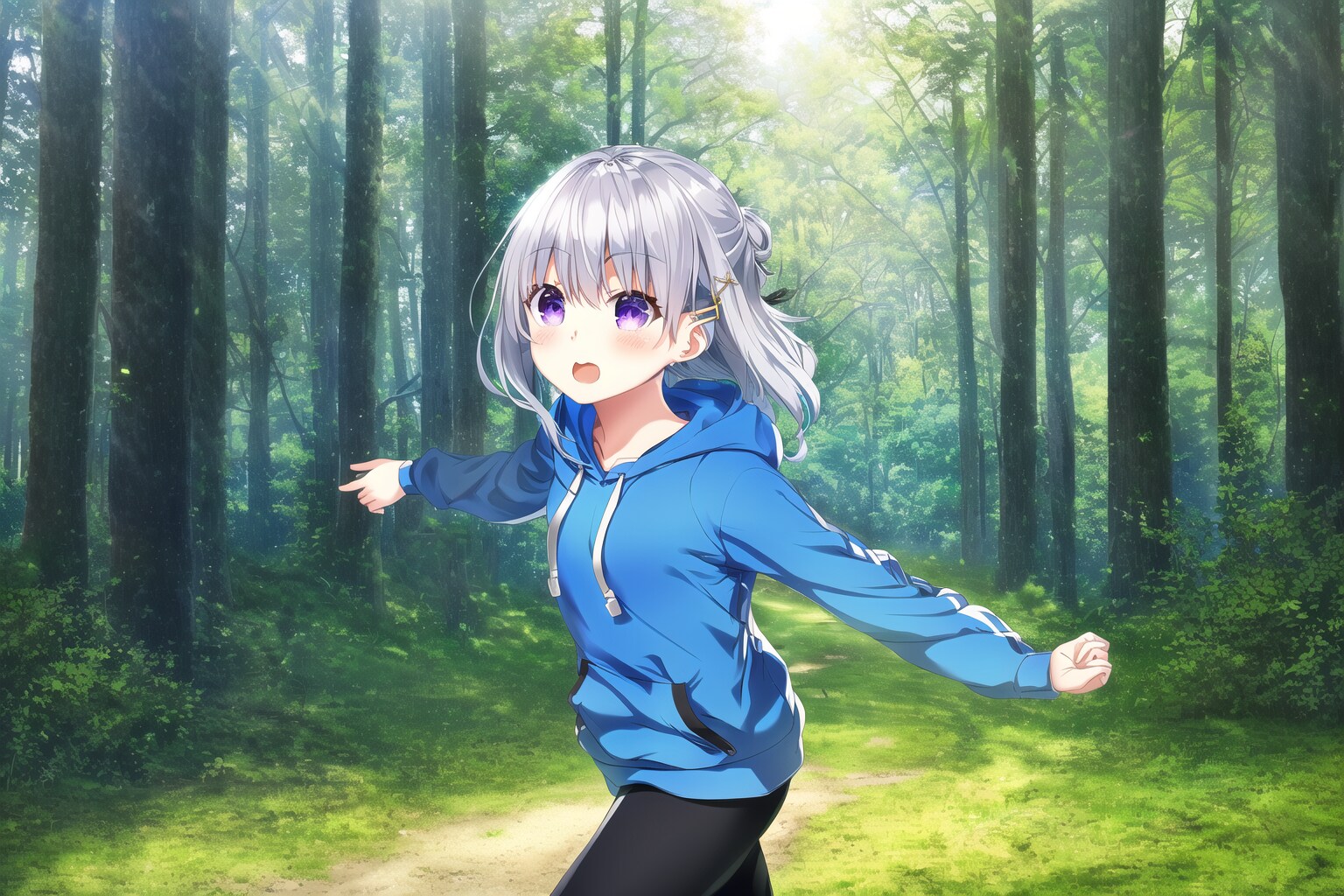 山の中をランニング少女：版権イラスト挑戦中