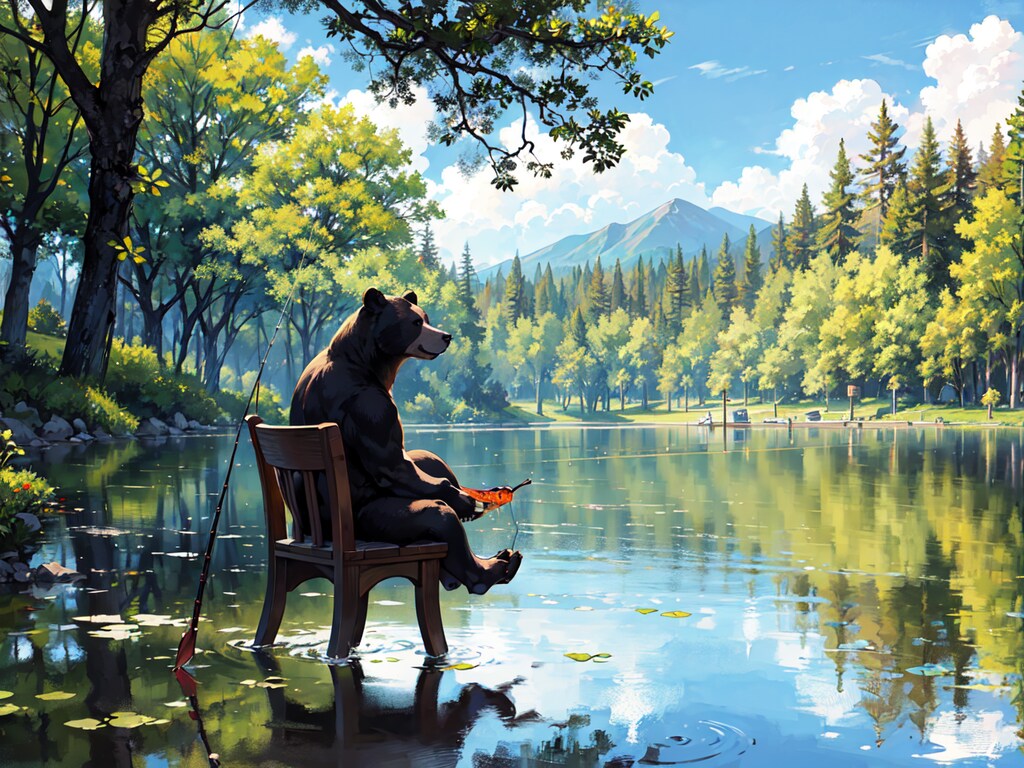 釣りにきたクマー(￣(ｴ)￣)