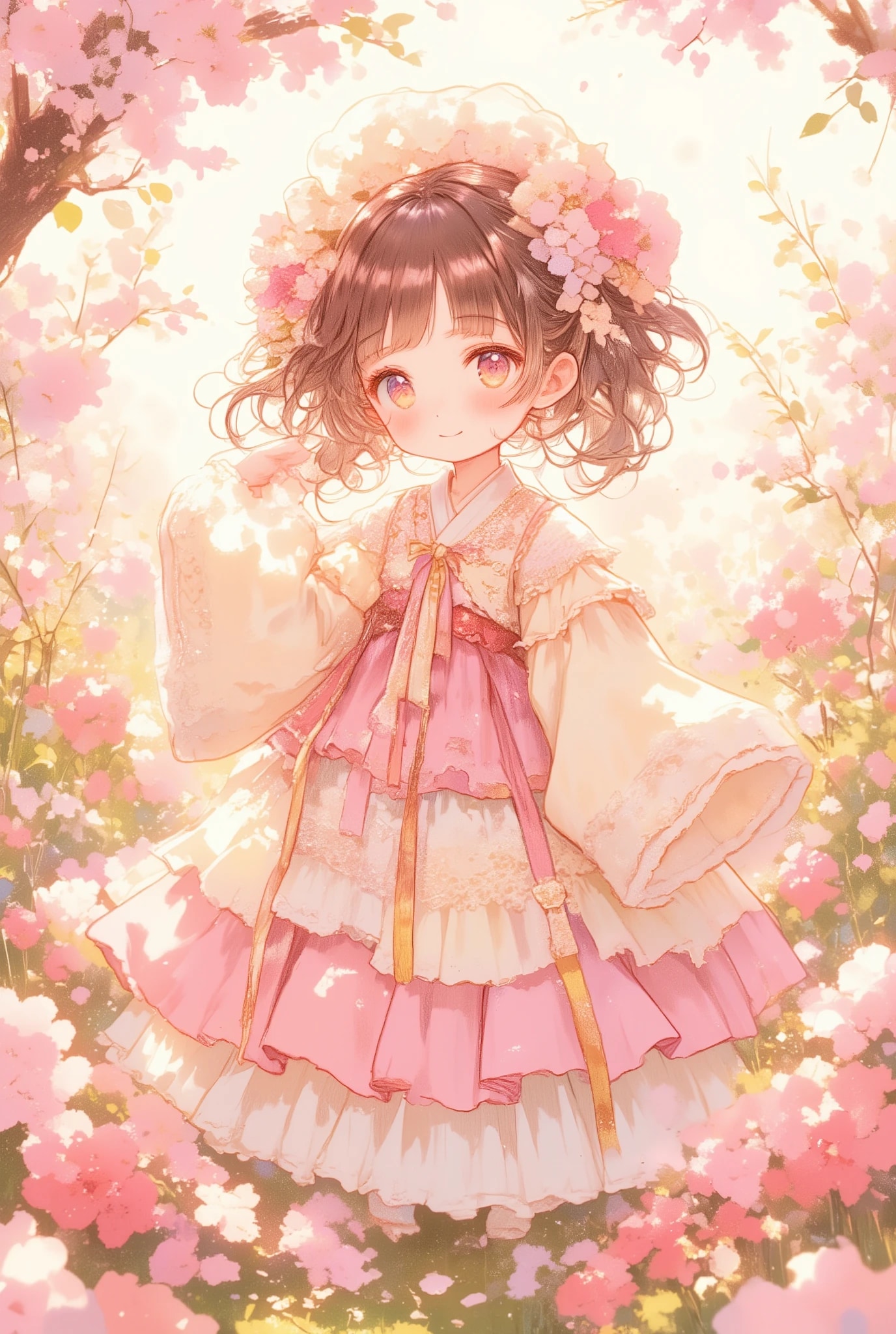 お花のフリフリ韓服ちゃん | の人気AIイラスト・グラビア