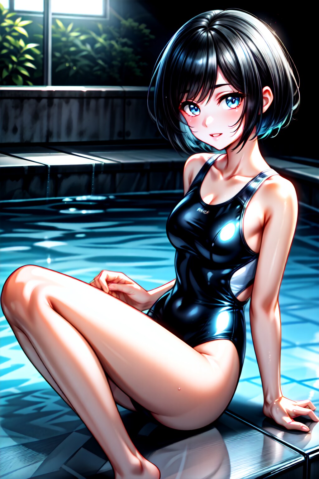 おみ足競泳水着黒髪ショートさん(pppAnimix)