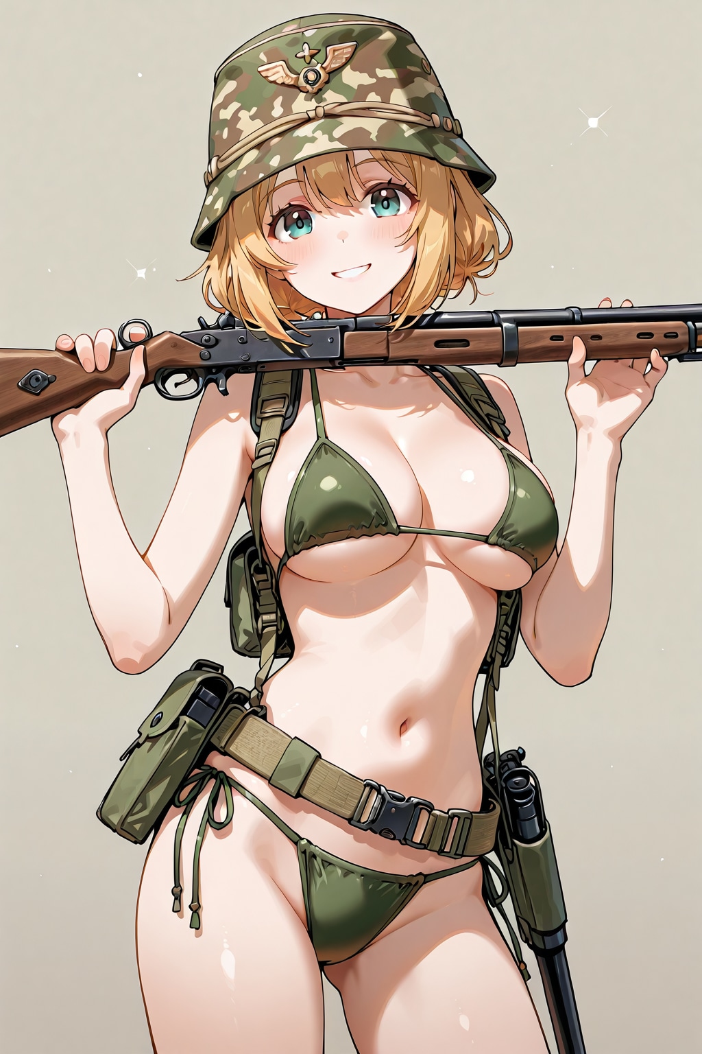 水着少女と銃