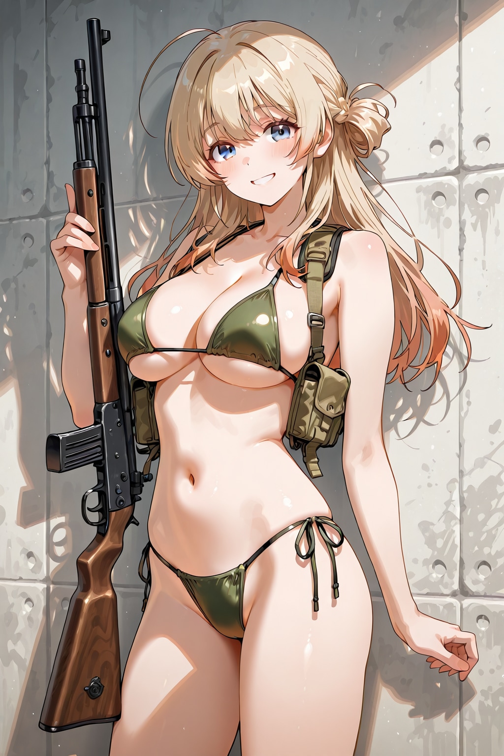 水着少女と銃