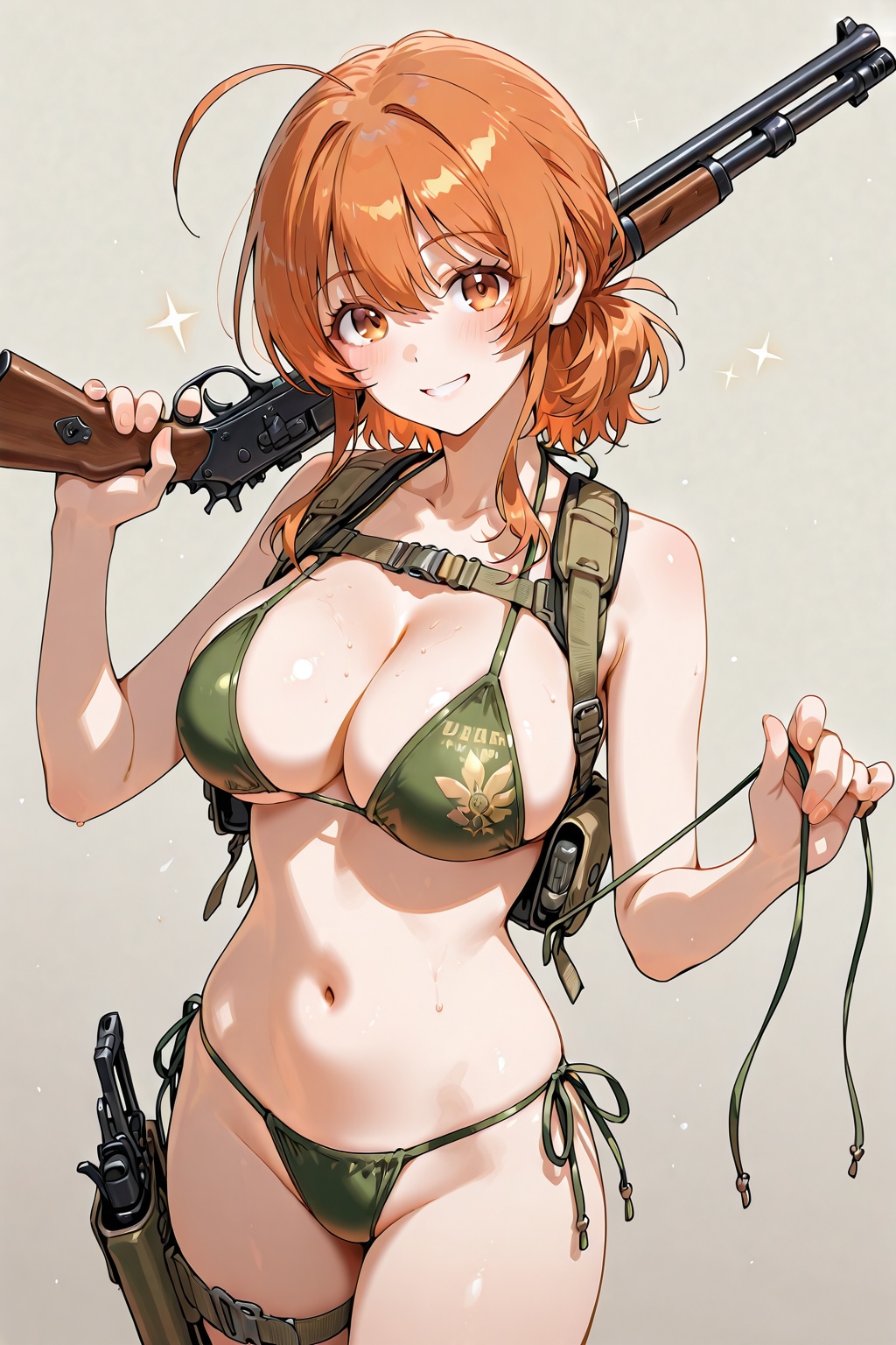 水着少女と銃
