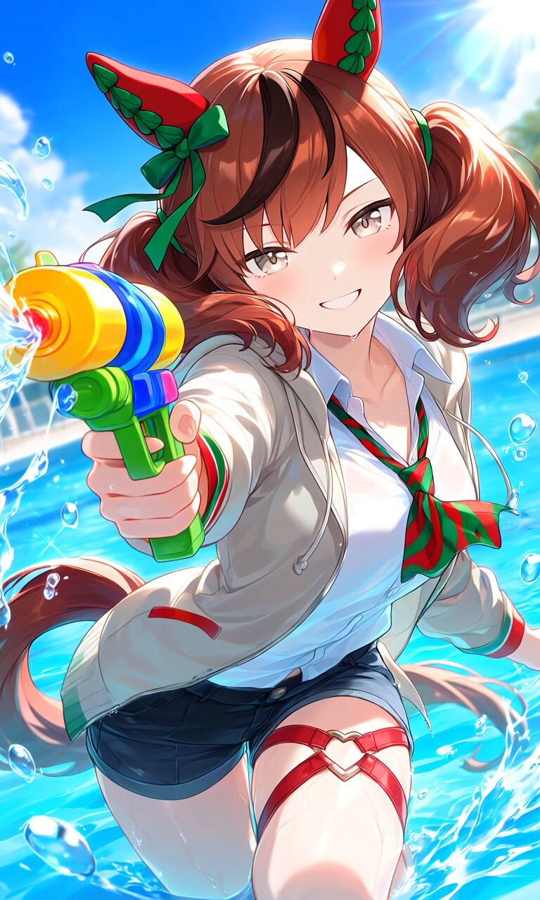 水鉄砲で遊ぶネイチャさん | の人気AIイラスト・グラビア
