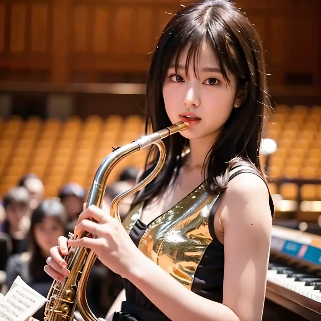 黒髪ロングでブラスバンドの美女４８