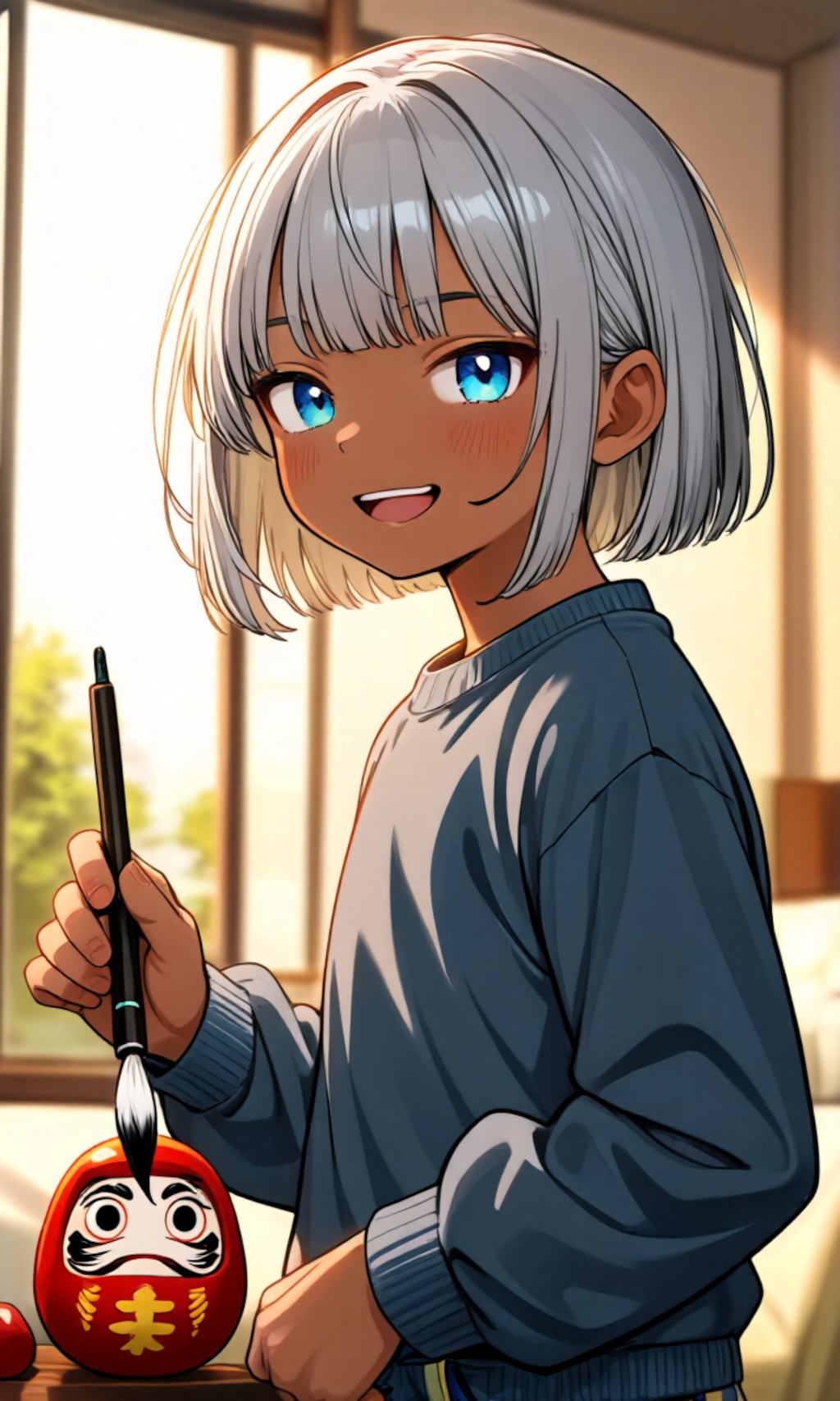 目入れをした少年