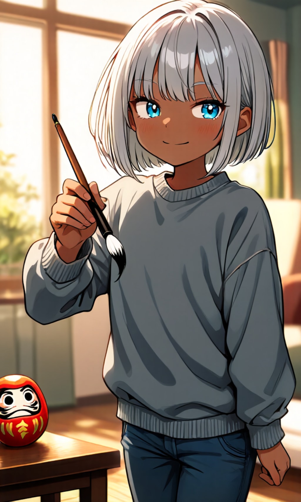 目入れをした少年