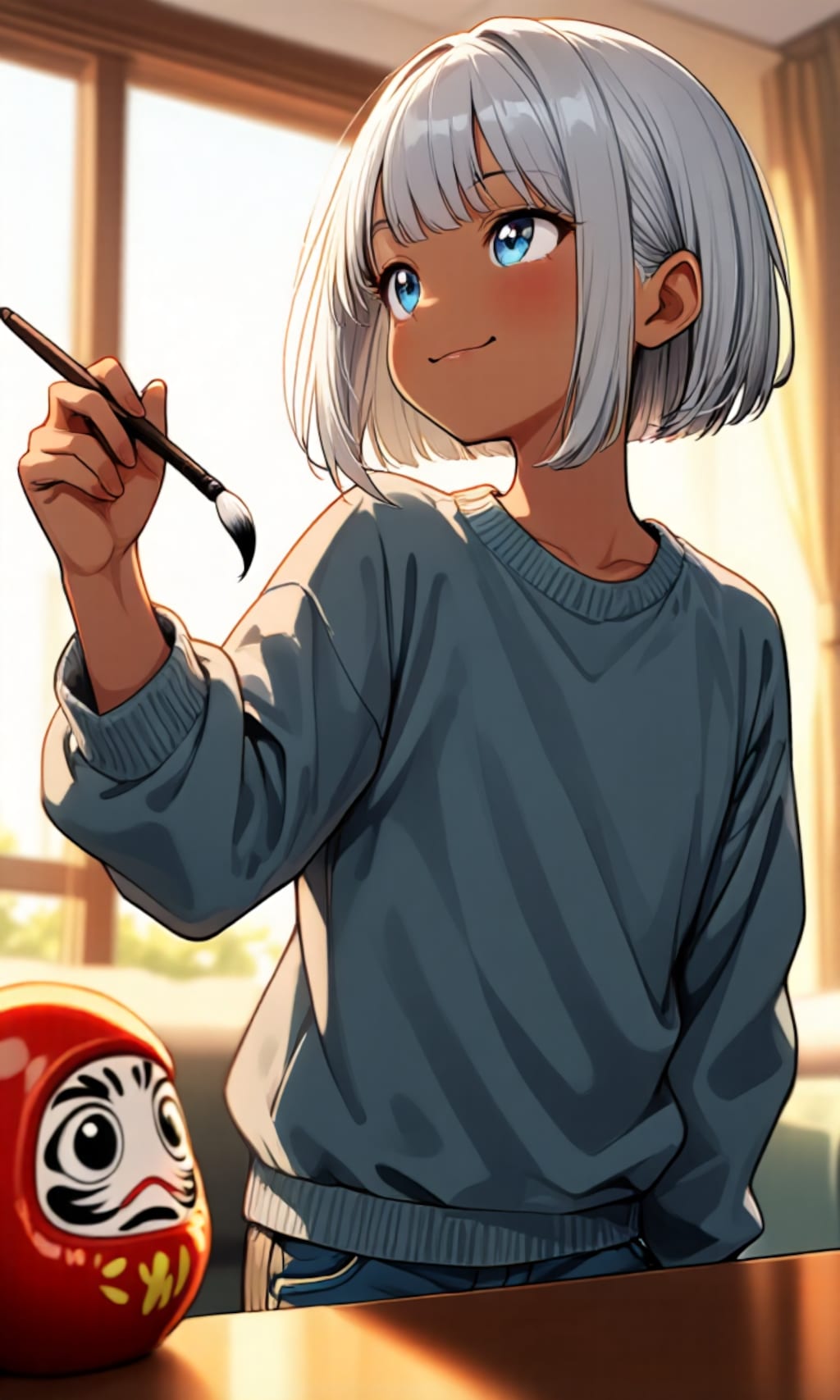 目入れをした少年