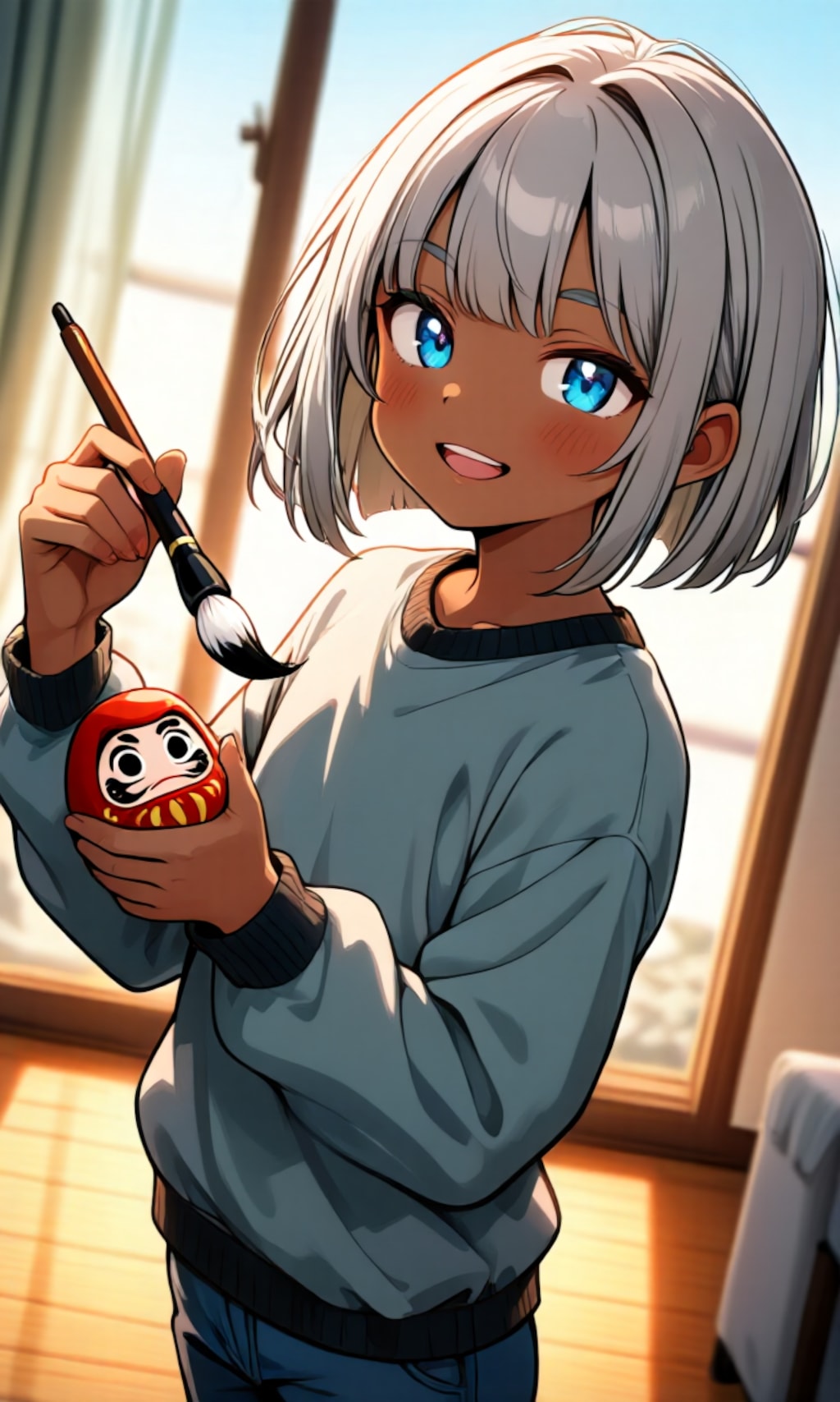 目入れをした少年