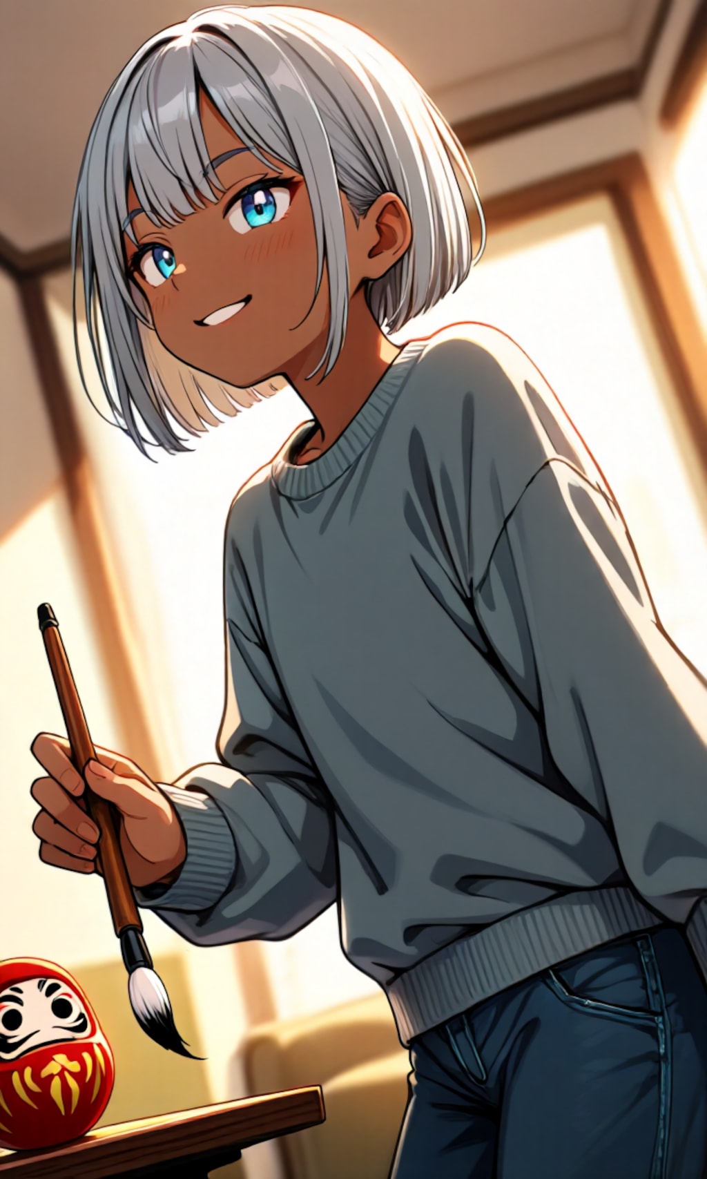 目入れをした少年