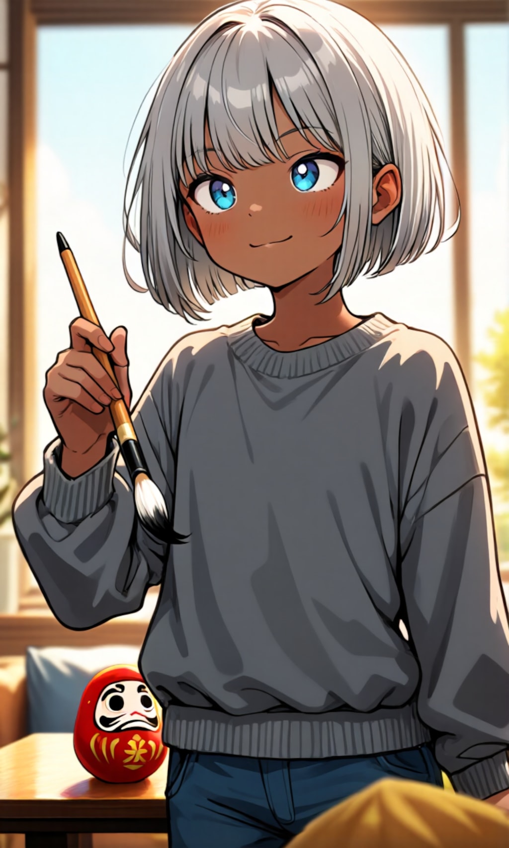 目入れをした少年