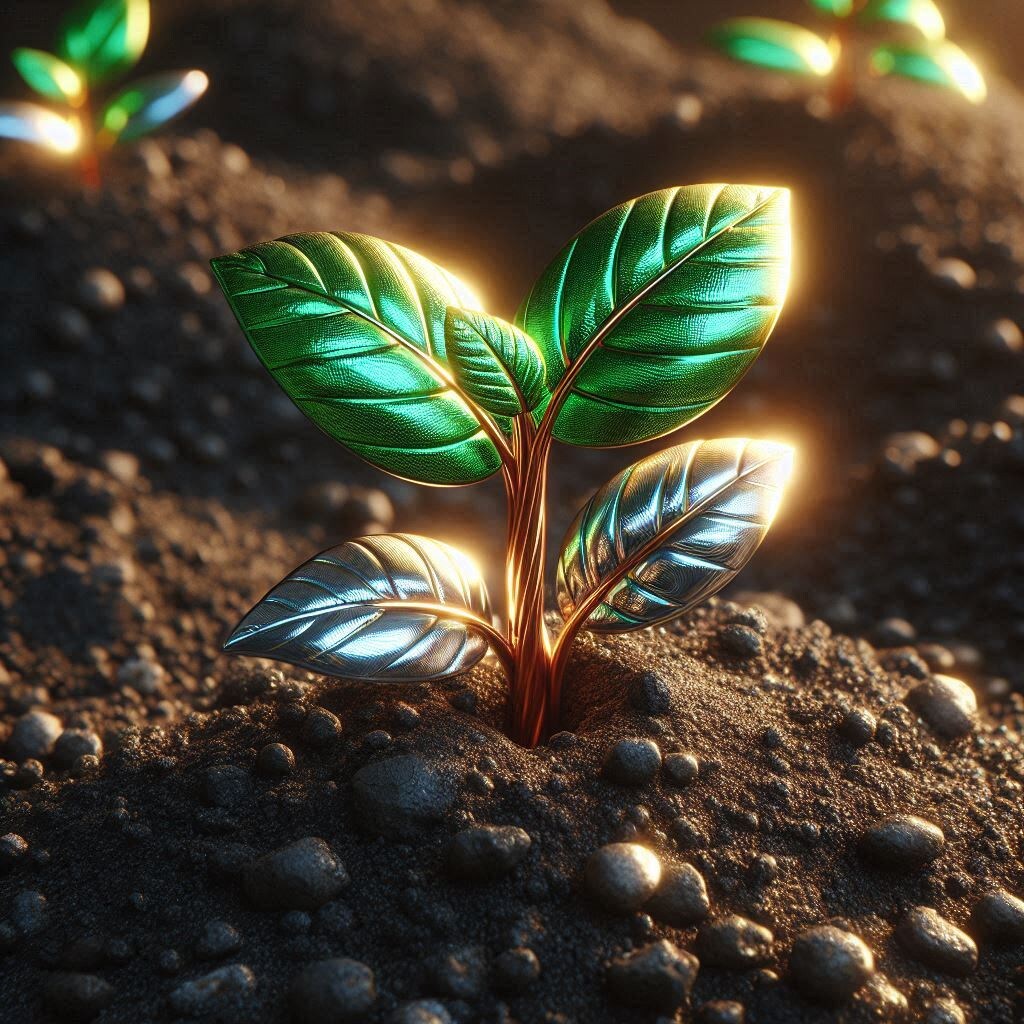 芽生えの金属アート？