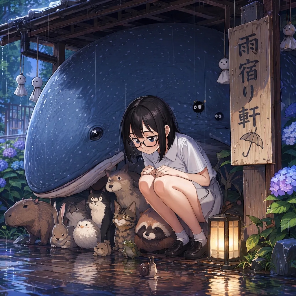 眼鏡ちゃん　雨宿り