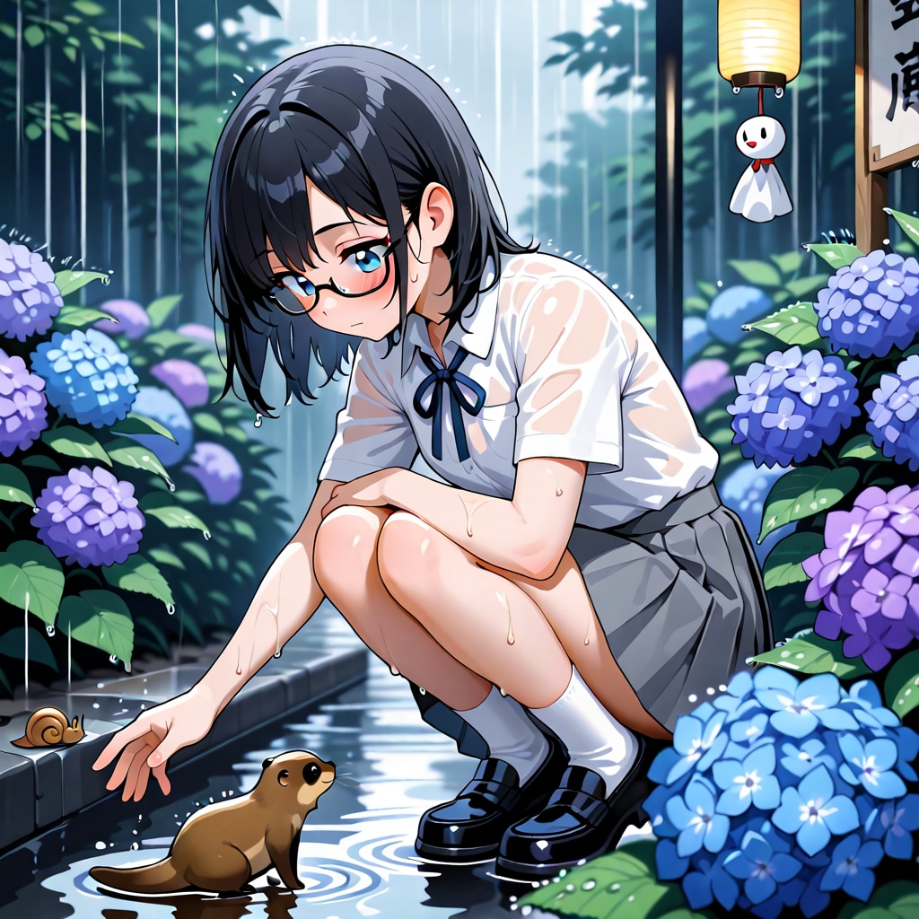 眼鏡ちゃん　雨宿り