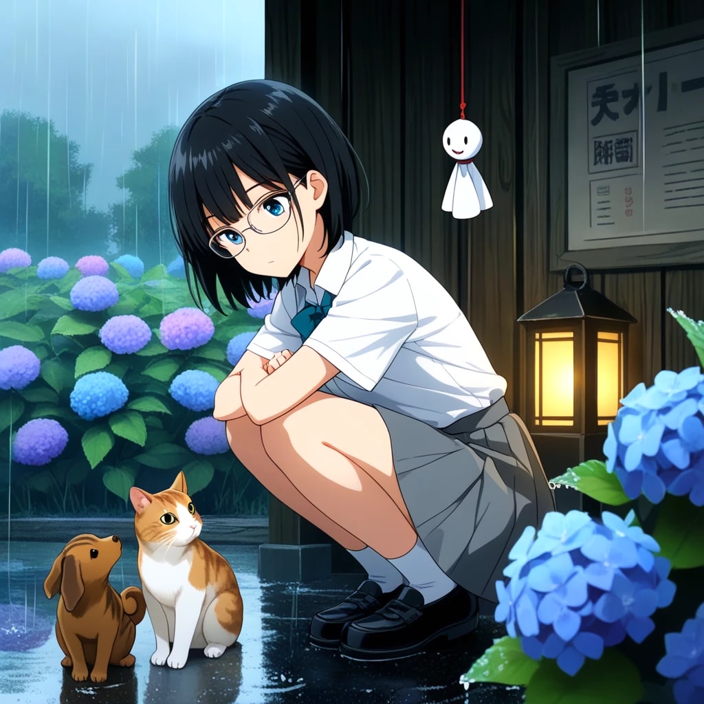 眼鏡ちゃん　雨宿り